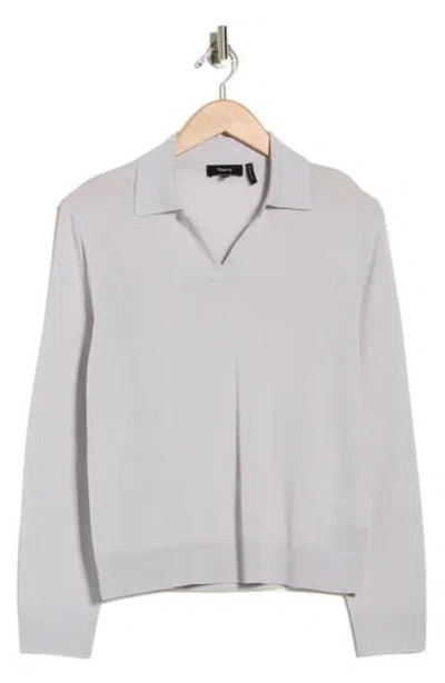 Theory Regal Merino Wool Polo Sweater In Gray