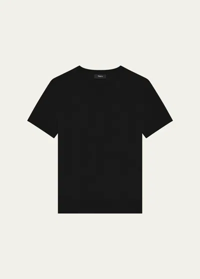 Theory Regal Merino Wool Short-sleeve Crew T-shirt In Black