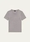 Theory Regal Merino Wool Short-sleeve Crew T-shirt In Lt Htr Gry