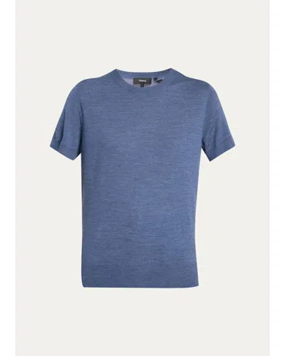 Theory Regal Merino Wool Short-sleeve Crew T-shirt In Stbl Melg