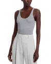 Theory Regal Ribbed Tank Top In Charcoal Heather Grey