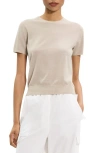 Theory Regal Short Sleeve Wool Sweater In Neutral