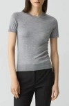 Theory Regal Short Sleeve Wool Sweater In Gray