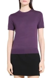 Theory Regal Short Sleeve Wool Sweater In Purple
