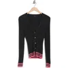 Theory Regal Stripe Tipped Wool Cardigan