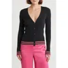 Theory Regal Stripe Tipped Wool Cardigan In Gold