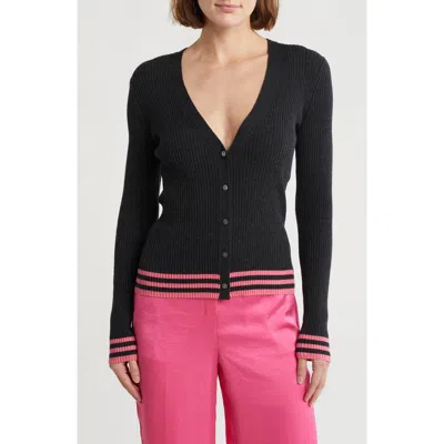Theory Regal Stripe Tipped Wool Cardigan In Gold