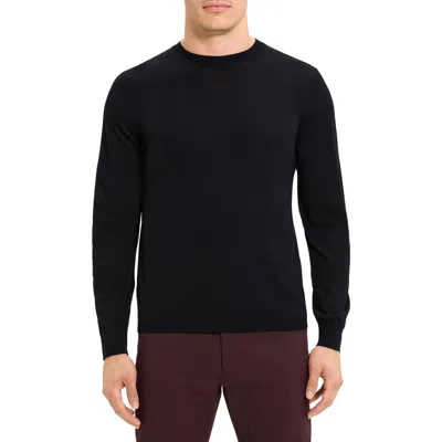 Theory Regal Wool Crewneck Sweater In Black