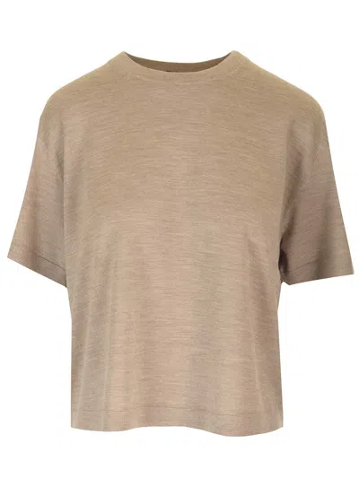 Theory Regal Wool T-shirt In Beige