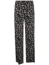 Theory Stretch Leopard Relaxed Straight Pants In Beige