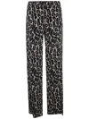 Theory Stretch Leopard Relaxed Straight Pants In Beige