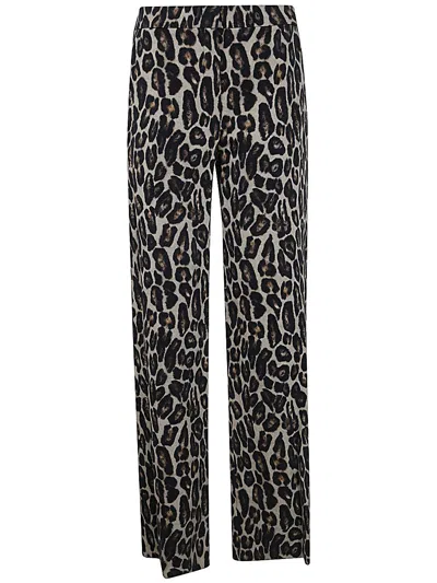 Theory Stretch Leopard Relaxed Straight Pants In Multi