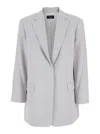 THEORY GREY SINGLE BREASTED JACKET WITH CLASSIC LAPELS IN TECH FABRIC WOMAN