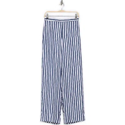 Theory Relax Stripe Silk Pull-on Pants In Blue Multi - G0d