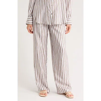 Theory Relax Stripe Silk Pull-on Pants In Neutral