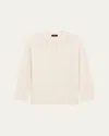 Theory Relaxed Boucle Crewneck Sweater In Ivory
