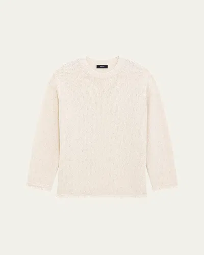 Theory Relaxed Boucle Crewneck Sweater In Ivory