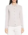 Theory Relaxed Button Up Sweater Shirt In Cashmere Blend In Gray