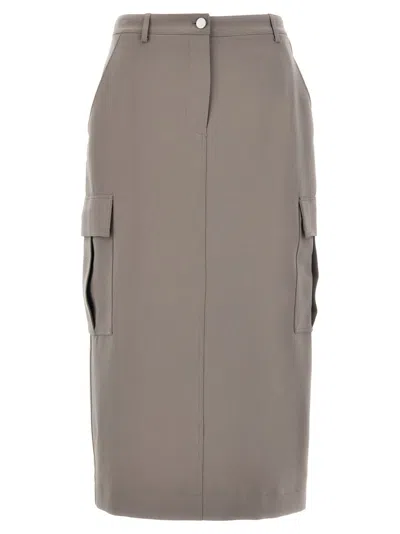 Theory High Waist Cargo Midi Skirt Belt Loops In Gray