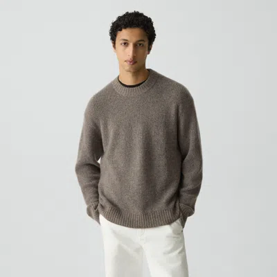 Theory Relaxed Crewneck Sweater In Astor Wool In Brown