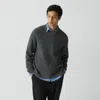 Theory Relaxed Crewneck Sweater In Astor Wool In Gray