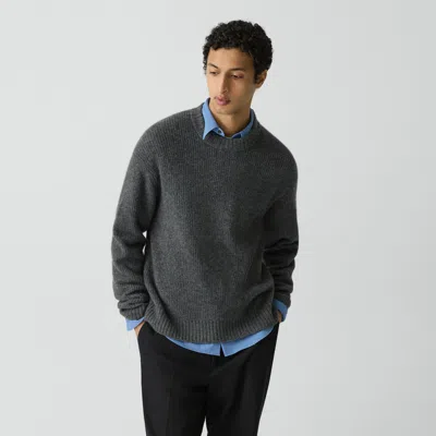 Theory Relaxed Crewneck Sweater In Astor Wool In Gray