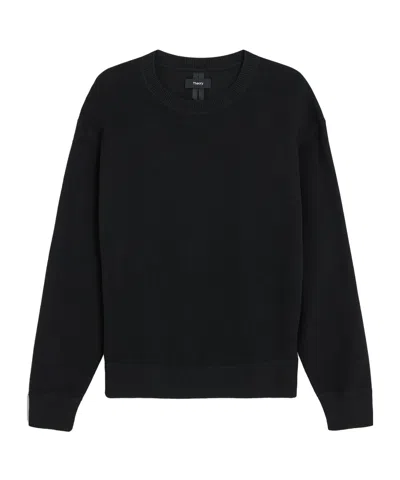 Theory Relaxed Crewneck Sweatshirt In Light Bilen In Black