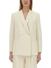 Theory Double-breasted Blazer In Ivory