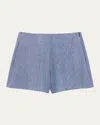 Theory Pleated Linen Blend Shorts In Multi