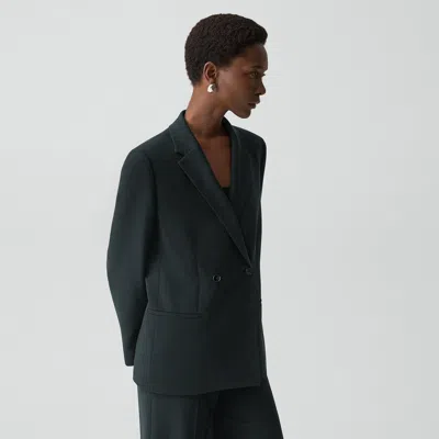 Theory Relaxed Double-breasted Blazer In Admiral Crepe In Blue