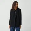 Theory Relaxed Double-breasted Blazer In Admiral Crepe In Black