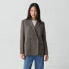 Theory Relaxed Double-breasted Blazer In Admiral Crepe In Gold