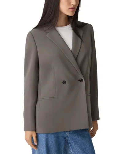 Theory Relaxed Double Breasted Jacket In Gray