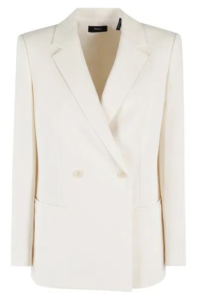 THEORY RELAXED DOUBLE-BREASTED JACKET WITH CLASSIC REVERSE COLLAR