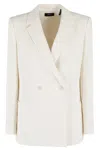 Theory Relaxed Double-breasted Jacket With Classic Reverse Collar In Neutrals
