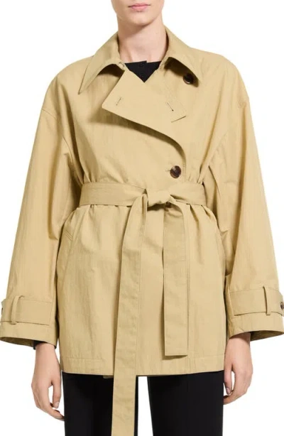 Theory Relaxed Double Breasted Trench Coat In Neutral
