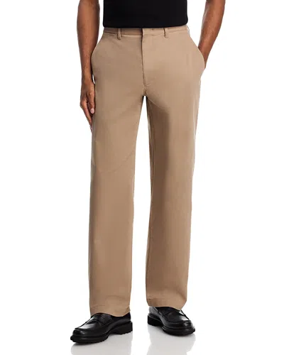 Theory Relaxed Fit Brushed Chinos In Brown