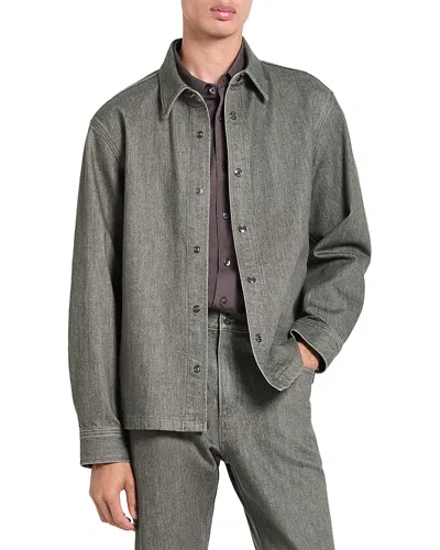 Theory Relaxed Fit Denim Overshirt In Tinted Denim In Brown