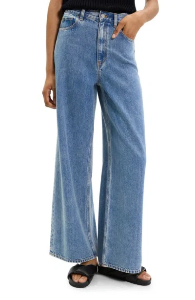 Theory Relaxed Fit High Waist Wide Leg Jeans In Blue