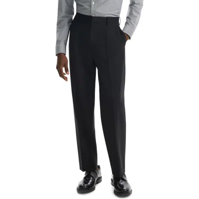 Theory Relaxed Fit Pleated Stretch Wool Dress Pants In Black