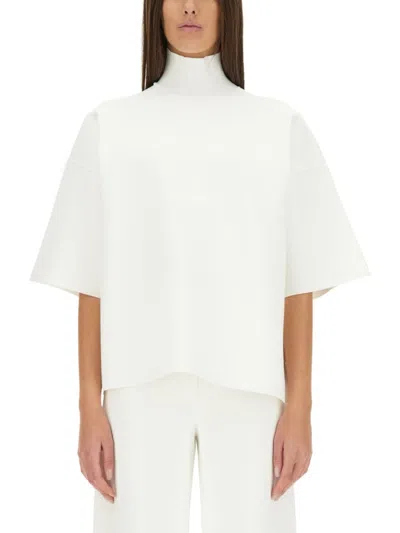 Theory Relaxed Fit Turtleneck Top In White