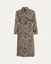 Theory Women's Leopard-print Stretch-wool Trench Coat In Multicolor
