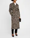 Theory Women's Leopard-print Stretch-wool Trench Coat In Beige Mlti