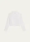 Theory Relaxed Linen Crop Shirt In Wht
