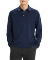 Theory Relaxed Long Sleeve City Interlock Polo Shirt In Blue