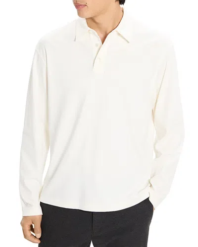 Theory Relaxed Long Sleeve City Interlock Polo Shirt In White
