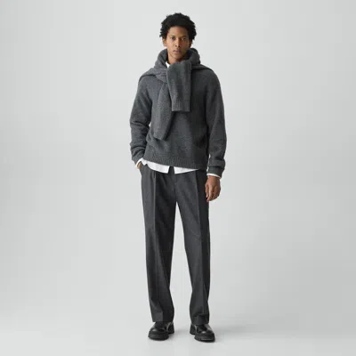 Theory Relaxed Pleat Pant In Cashmere-blend Flannel In Metallic