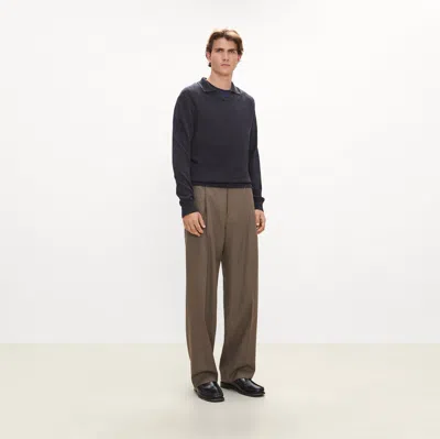 Theory Relaxed Pleat Pant In Studio Wool In Brown