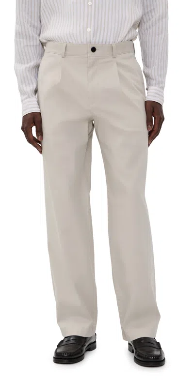 Theory Relaxed Pleat Pants In Moonsoft Cotton Silver Cloud In Neutral