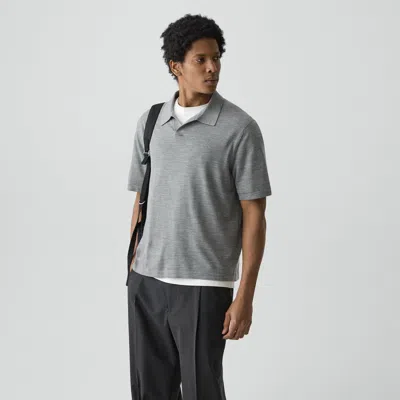 Theory Relaxed Polo Shirt In Regal Wool In Gray
